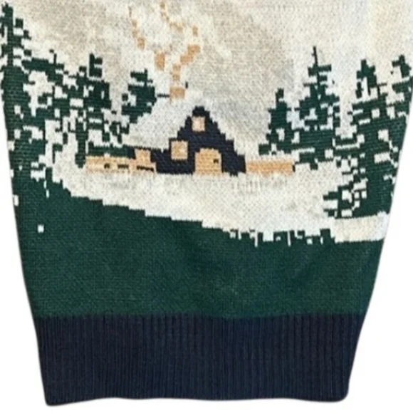 NWT HOLIDAY LANE Festive Reindeer Dog Sweater  Navy, White, Green - Picture 4 of 4